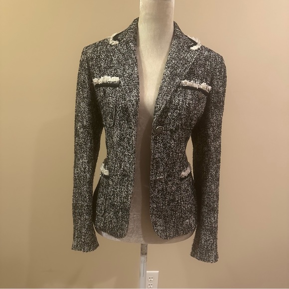 Talbots Tweed Fringe Hem Blazer - Picture 4 of 9